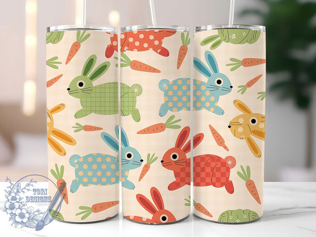 Retro Checkered Easter Bunny Tumbler, Checkered Bunny Tumbler, Vintage Bunny Wrap, Classic Easter Wrap, Stylish Bunny Wrap, Sublimation Design, Trendy Gift Idea Sublimation ToriDesigns 