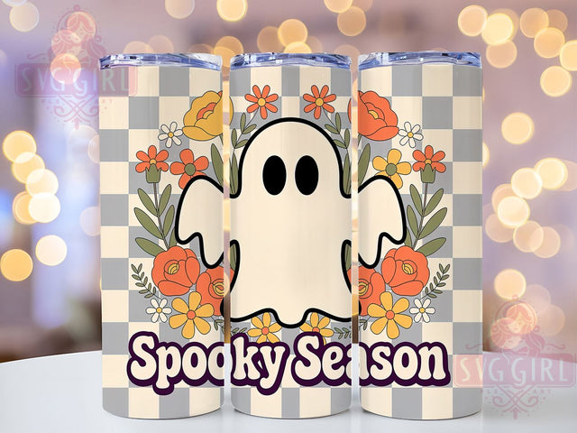 Retro Checkered Ghost Halloween Tumbler, Retro Checkered Ghost Cup, Halloween Wrap Design, 20Oz Sublimation Mug, Vintage Ghost Drinkware, Funky Spooky Tumbler, Checkered Halloween Design Sublimation SvggirlplusArt 