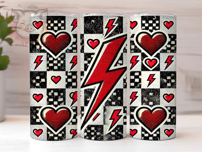 Retro Checkered Heart 20oz Tumbler, Checkered Heart Design, 20oz Sublimation Wrap, Valentine's Day Gift, Tumbler Wrap Design, Retro Style Tumbler, Heart Pattern Sublimation Sublimation Lara' s Designs 