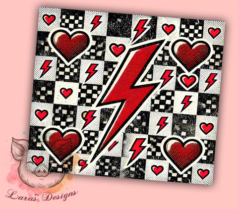 Retro Checkered Heart 20oz Tumbler, Checkered Heart Design, 20oz Sublimation Wrap, Valentine's Day Gift, Tumbler Wrap Design, Retro Style Tumbler, Heart Pattern Sublimation Sublimation Lara' s Designs 