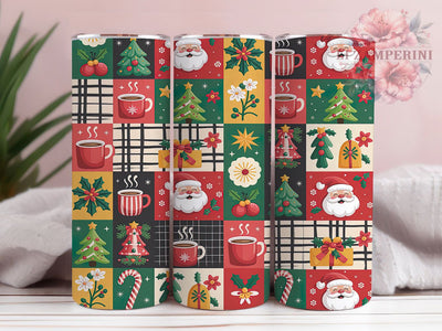 Retro Checkered Santa Tumbler, Checkered Christmas Wrap, Vintage Holiday Sublimation Design, Festive Santa Cup, 20Oz Skinny Tumbler Wrap, Classic Xmas Mug, Nostalgic Holiday Design Sublimation Li Zamperini 