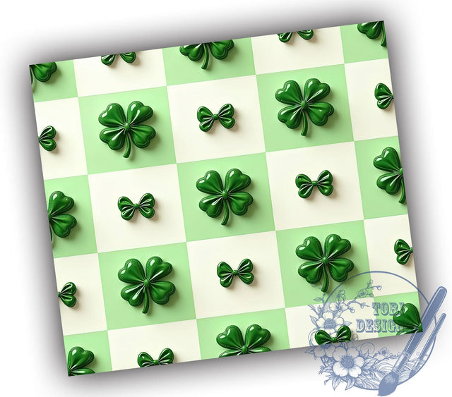 Retro Checkered St. Patrick's 20oz Tumbler, Retro Tumbler, Checkered Design, 20oz Sublimation, Irish Holiday Decor, Green Plaid Tumbler, Vintage St. Paddy's Day Sublimation ToriDesigns 