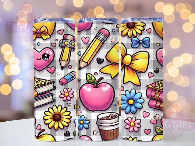 Retro Checkered Teacher Tumbler, Checkered Tumbler Wrap, 20oz Sublimation Design, Coquette Teacher Cup, Teacher Appreciation Tumbler, Retro Checkered Design, Vintage Teacher Tumbler Sublimation SvggirlplusArt 