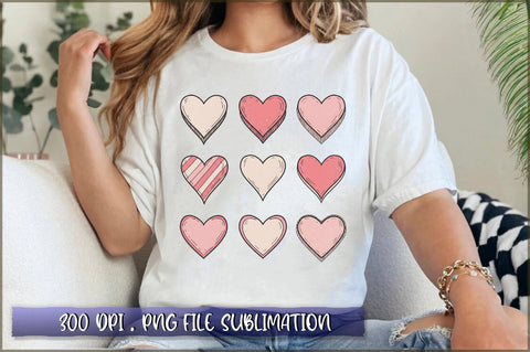 Retro Checkered Valentines Hearts PNG Sublimation Shetara Begum 