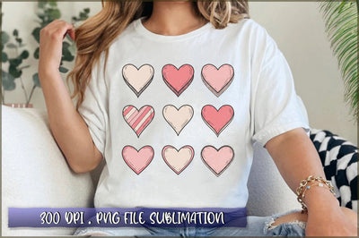 Retro Checkered Valentines Hearts PNG Sublimation Shetara Begum 
