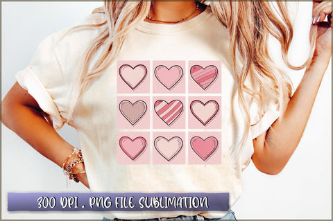 Retro Checkered Valentines Hearts PNG Sublimation Shetara Begum 