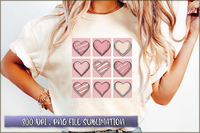 Retro Checkered Valentines Hearts PNG Sublimation Shetara Begum 
