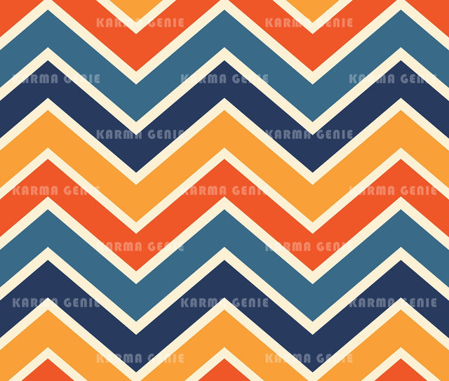 Retro Chevron 70s 80s Colorful Zig Zag Mid Century Pattern Digital Paper Digital Pattern Karma Genie Graphics 