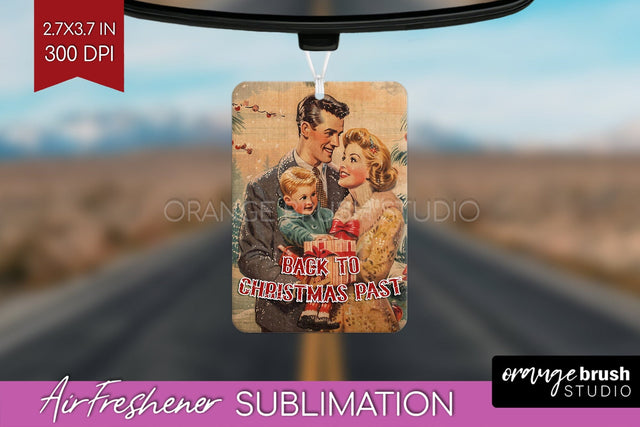 Retro Christmas Air Freshener PNG - Xmas Car Freshener Sublimation OrangeBrushStudio 
