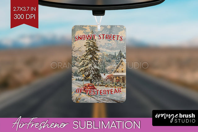 Retro Christmas Air Freshener PNG - Xmas Car Freshener Sublimation OrangeBrushStudio 