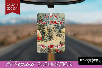 Retro Christmas Air Freshener PNG - Xmas Car Freshener Sublimation OrangeBrushStudio 