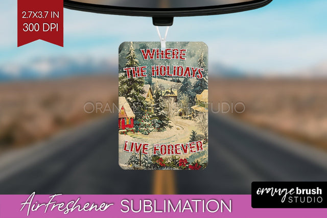 Retro Christmas Air Freshener PNG - Xmas Car Freshener Sublimation OrangeBrushStudio 