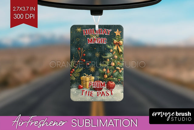 Retro Christmas Air Freshener PNG - Xmas Car Freshener Sublimation OrangeBrushStudio 