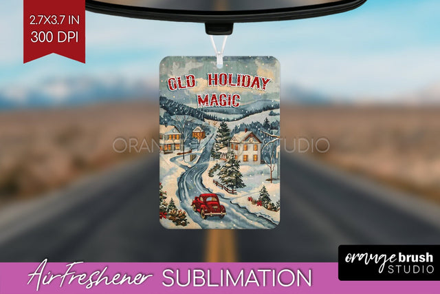 Retro Christmas Air Freshener PNG - Xmas Car Freshener Sublimation OrangeBrushStudio 