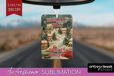 Retro Christmas Air Freshener PNG - Xmas Car Freshener Sublimation OrangeBrushStudio 