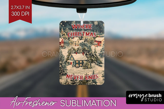Retro Christmas Air Freshener PNG - Xmas Car Freshener Sublimation OrangeBrushStudio 