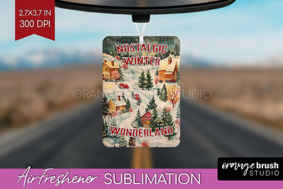 Retro Christmas Air Freshener PNG - Xmas Car Freshener Sublimation OrangeBrushStudio 