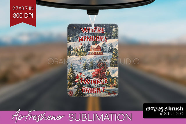 Retro Christmas Air Freshener PNG - Xmas Car Freshener Sublimation OrangeBrushStudio 