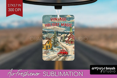 Retro Christmas Air Freshener PNG - Xmas Car Freshener Sublimation OrangeBrushStudio 