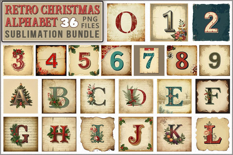 Retro Christmas Alphabet Sublimation Sublimation Shetara Begum 