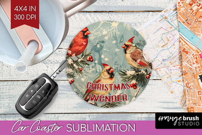 Retro Christmas Car Coaster PNG - Xmas Coaster Sublimatoin Sublimation OrangeBrushStudio 