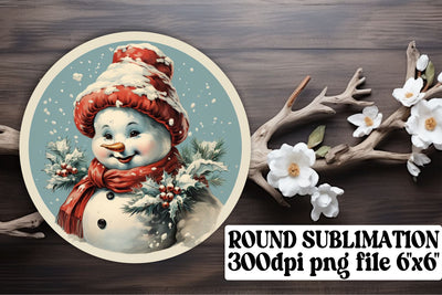 Retro Christmas Design Keychain Watercolor Round Sublimation afrosvg 