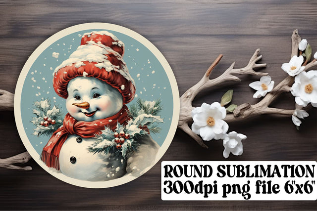 Retro Christmas Design Keychain Watercolor Round Sublimation afrosvg 