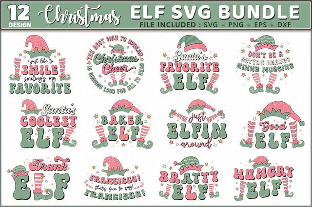 Retro Christmas Elf SVG Bundle SVG Shetara Begum 