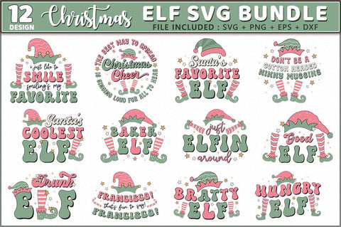 Retro Christmas Elf SVG Bundle SVG Shetara Begum 