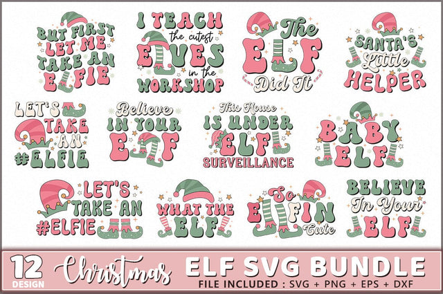 Retro Christmas Elf SVG Bundle SVG Shetara Begum 