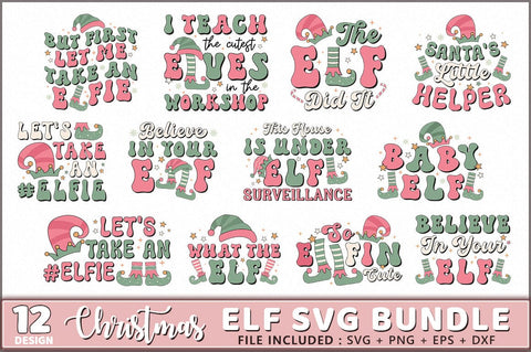Retro Christmas Elf SVG Bundle SVG Shetara Begum 