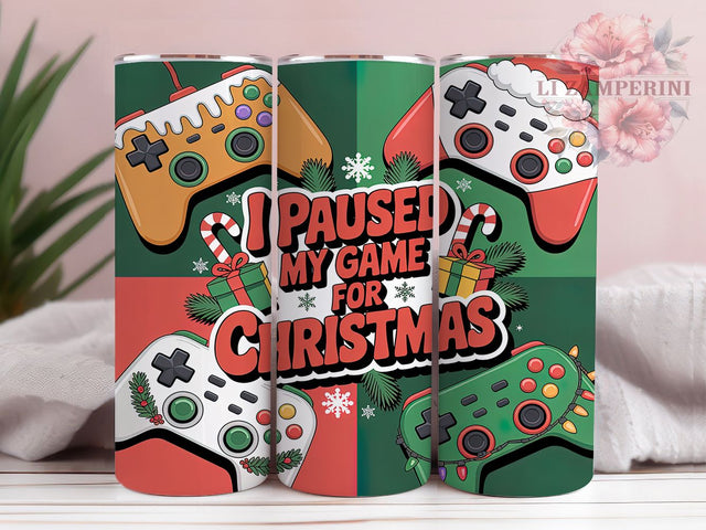 Retro Christmas Gaming Controller Tumbler, Paused My Game For Christmas Sublimation Design, Gamer Holiday Cup Art, 20oz Xmas Tumbler, Whimsical Gaming Santa Mug, Stylish Christmas Cup, Cozy Gamer Wrap Sublimation Li Zamperini 