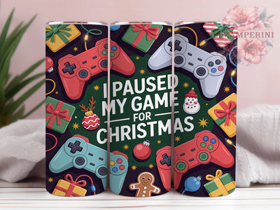 Retro Christmas Gaming Controller Tumbler, Paused My Game For Christmas Sublimation Design, Gamer Holiday Cup Art, 20oz Xmas Tumbler, Whimsical Gaming Santa Mug, Stylish Christmas Cup, Cozy Gamer Wrap Sublimation Li Zamperini 