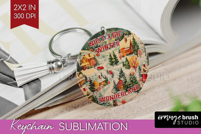 Retro Christmas Keychain PNG - Xmas Keychain Sublimation Sublimation OrangeBrushStudio 
