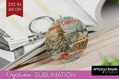 Retro Christmas Keychain PNG - Xmas Keychain Sublimation Sublimation OrangeBrushStudio 