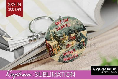 Retro Christmas Keychain PNG - Xmas Keychain Sublimation Sublimation OrangeBrushStudio 