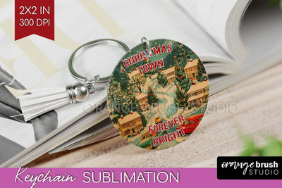 Retro Christmas Keychain PNG - Xmas Keychain Sublimation Sublimation OrangeBrushStudio 