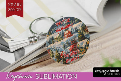 Retro Christmas Keychain PNG - Xmas Keychain Sublimation Sublimation OrangeBrushStudio 