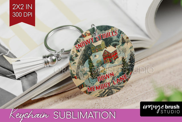 Retro Christmas Keychain PNG - Xmas Keychain Sublimation Sublimation OrangeBrushStudio 