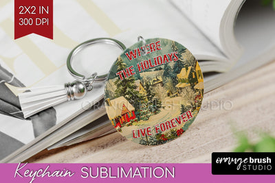 Retro Christmas Keychain PNG - Xmas Keychain Sublimation Sublimation OrangeBrushStudio 