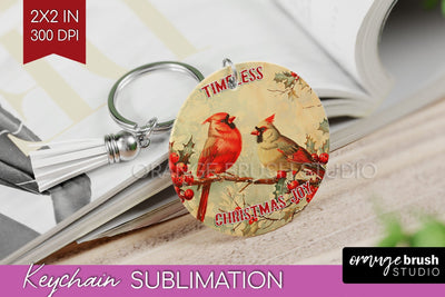 Retro Christmas Keychain PNG - Xmas Keychain Sublimation Sublimation OrangeBrushStudio 
