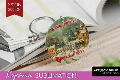 Retro Christmas Keychain PNG - Xmas Keychain Sublimation Sublimation OrangeBrushStudio 