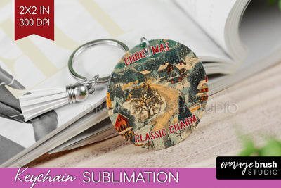 Retro Christmas Keychain PNG - Xmas Keychain Sublimation Sublimation OrangeBrushStudio 