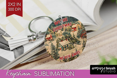 Retro Christmas Keychain PNG - Xmas Keychain Sublimation Sublimation OrangeBrushStudio 