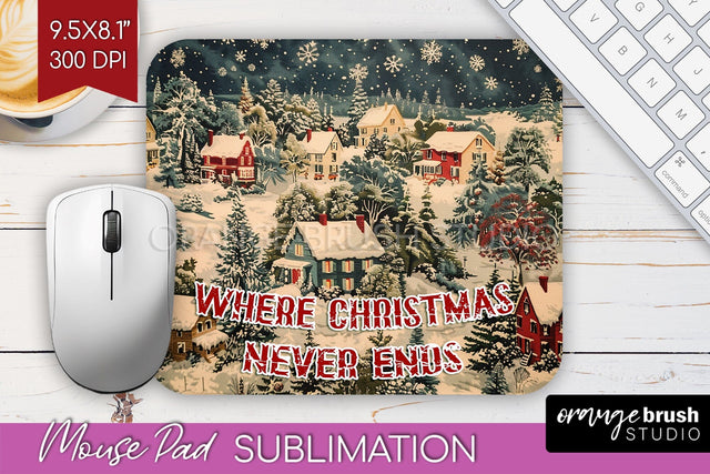 Retro Christmas Mouse Pad Sublimation - Xmas Mousepad PNG Sublimation OrangeBrushStudio 