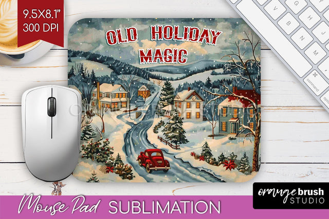 Retro Christmas Mouse Pad Sublimation - Xmas Mousepad PNG Sublimation OrangeBrushStudio 