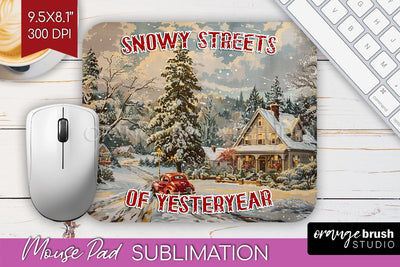 Retro Christmas Mouse Pad Sublimation - Xmas Mousepad PNG Sublimation OrangeBrushStudio 
