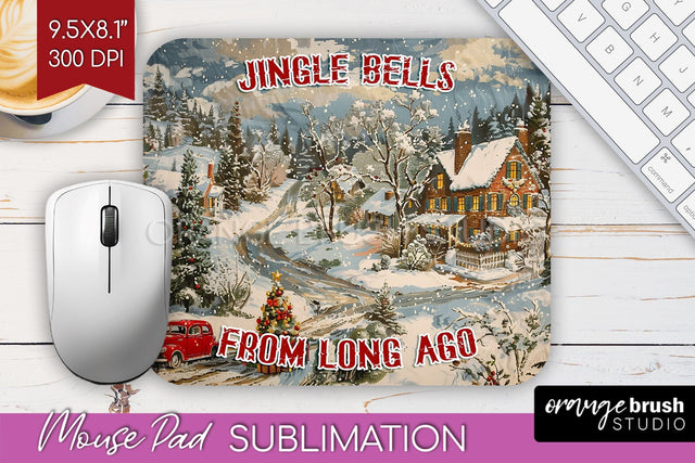 Retro Christmas Mouse Pad Sublimation - Xmas Mousepad PNG Sublimation OrangeBrushStudio 