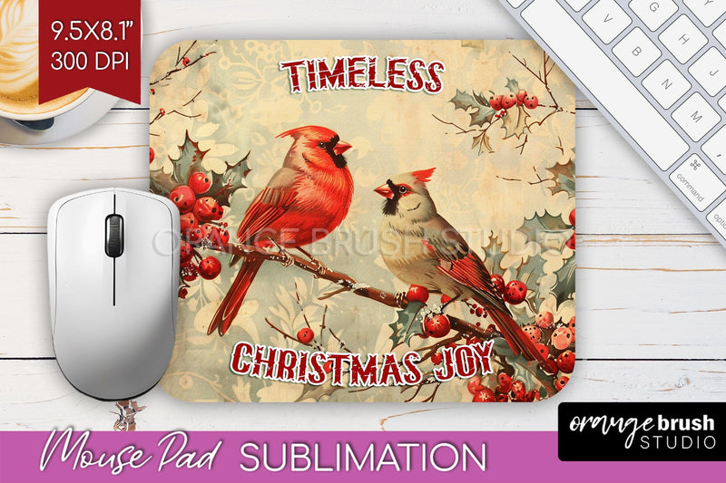 Retro Christmas Mouse Pad Sublimation - Xmas Mousepad PNG Sublimation OrangeBrushStudio 