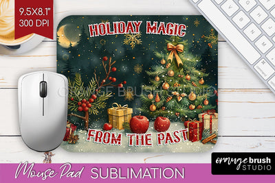 Retro Christmas Mouse Pad Sublimation - Xmas Mousepad PNG Sublimation OrangeBrushStudio 